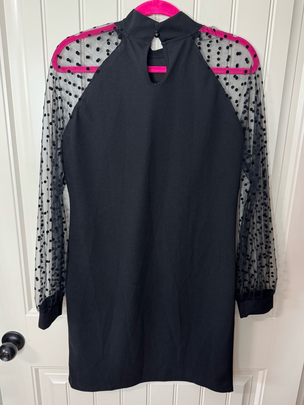 2/for $20 🪩 SHEIN Black Sheer Polka Dot Sleeves Mini Dress (Women’s X-Large) - Picture 6 of 11